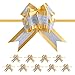 AWCIGG 10 Pezzi Coccarde Fiocco Autotiranti, Design a Doppio Strato, Coccarde Matrimonio, Fiocchi Regalo Oro per Mazzi di Auto Cesti Sacchetti di Zucchero Natale San Valentino Regalo Compleanno Wrap