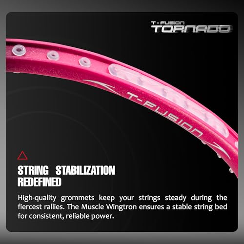 Image of Hundred T-Fusion Tornado Badminton Racket with Full Cover | ≤32 lbs | Performance Racket | Sturdy Frame & Smooth Swing | Offensive Shots & Fast Game
