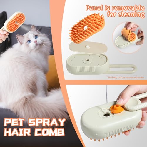 Image of Cat Steam Brush - Spray Design, 3 in 1 Cat Steamy Brush with Steamer, Pet Spray Hair Comb, Steam Brush for Dogs - Suitable for All Pets -Pet Spray Hair Comb (coffee)