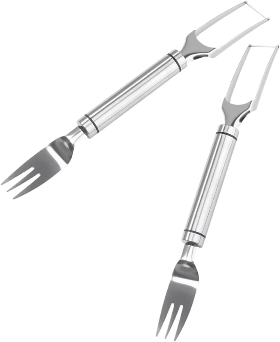 ABOOFAN 2pcs Watermelon Slicer Fork Set Stainless Steel Fruit Chopper Multifunctional Kitchen Tool