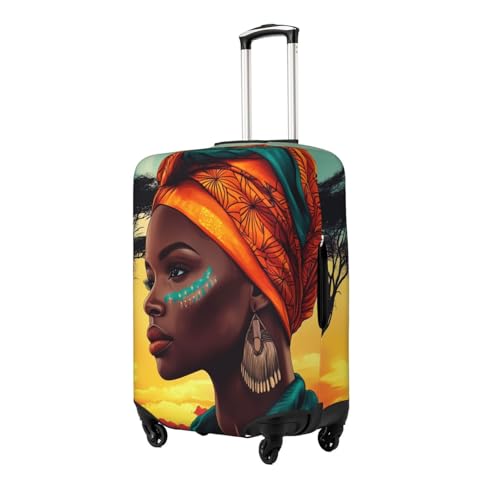 Africa Blakc Women Art Elastic Travel Luggage Cover, Washable Spandex Suitcase Protector, Anti-Scratch Fits 18-32 Inch2
