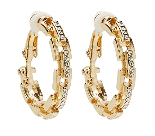 Pendientes de aro chapados en oro con cristales - Dilys Cover