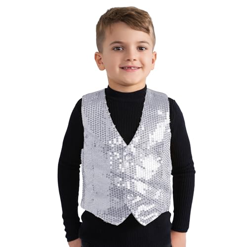Chaleco Brillante Plateado para Niños y Niñas