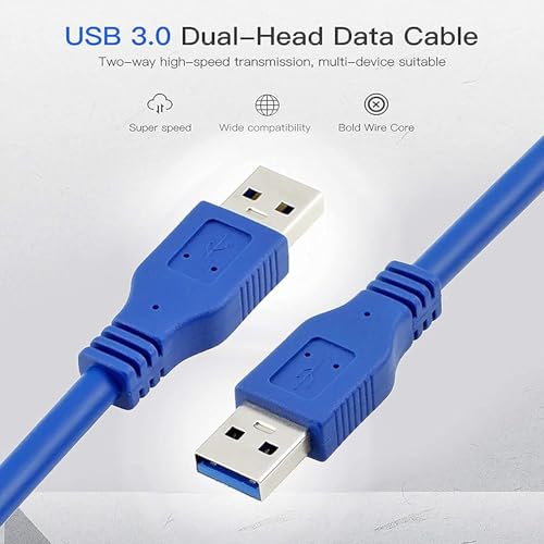 Image of Madhabi USB 3.0 to USB 3.0 Cable 1M (Blue) - High-Speed 5Gbps Data Transfer Cord for PC, Laptop, Printer, External Hard Drive, Keyboard, Gaming, Durable Plug & Play Design