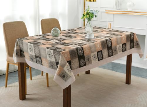 Image of Dakshya Industries 6 Seater PVC Waterproof Dining Table Cover 60x90 Inch | Floral Printed Washable Table Cloth with Lace Border