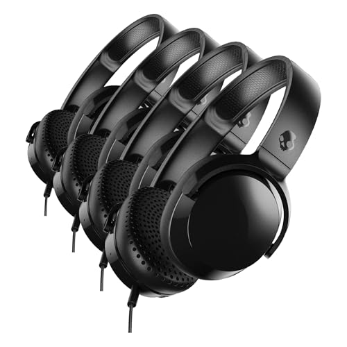 Image of Skullcandy Riff On-Ear Wired Headphones,Convenient for Travel with 3.5mm AUX Plug, Builtin Microphone,Foldable Lightweight Design,Durable Headband, Reliable Simplicity - Black,Single(Pack of 4)