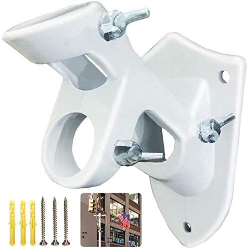 XGATML CHUNZEXI Flag Pole Bracket,Two Position Flag Pole Holder Heavy-Duty Aluminum Alloy Without Rust Coating, Diameter 1IN, Outdoor Strong Wind-Proof Flag Pole Mounting Holders (White)