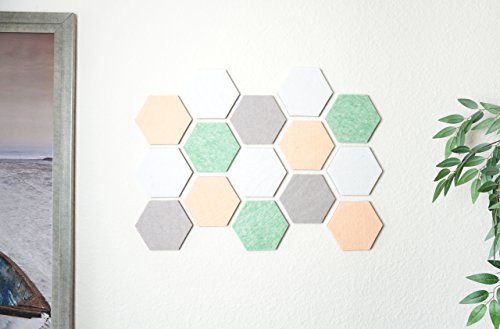 Hexagon Felt Tile Bulletin Board/Memo Board For Wall, Pastel Tones - 15 Felt Tiles (6" X 6" Each) #TOP27
