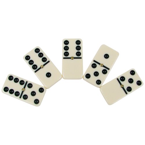 Premium Set Of 28 Double Six Dominoes With Wood Case, Brown, 28 Piece (12-2408) #TOP2