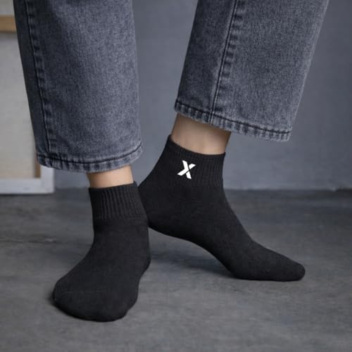 Image of RECKZOZ Men's Cotton Blend Ankle Length Socks, Multicolour, Free Size, Breathable, Casual Wear, 5 Pair