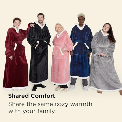 Bedsure Sherpa Wearable Blanket Hoodie – Adult Oversized, Grey — view 6