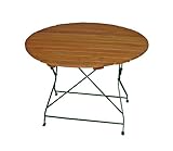 Klassisches Biergarten-Design DEGAMO Klapptisch Bad TÖLZ 100cm rund, Flachstahl grün + Robinie
