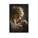 KNZVCXUEH Madre e Hijo Imagen En Lienzo Decoración De Pared El Amor de Madre es Grande Pintura Al Óleo Dormitorio Cocina Restaurante 12x18inch(30x45cm)
