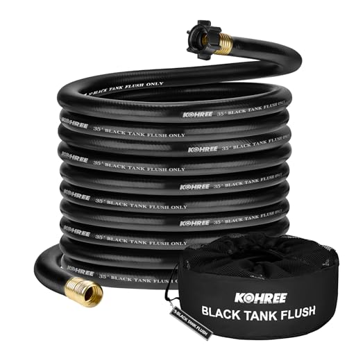 Kohree RV Black Water Hose for RV Camper, 35FT 5/8" Diameter No Kink Design Camper Sewer Hose, Clean-Out Black Water, Grey Water Tanks, RV Accessories with Storage Bag