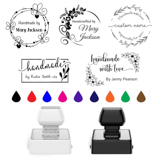 Custom Logo Stamp, Personalized Name Stamp, Flower Floral Stamp, Business Stamp, Wedding Invitation Stamp, Custom Signature Return Address Stamp (Handmade with Love, Handcrafted by, Created by Stamp)