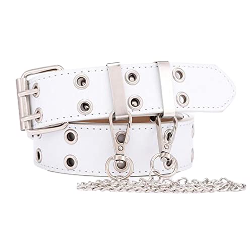 Double Grommet Belt Leather Punk Vintage Rock Jeans y2k Belts for Women Girls Men
