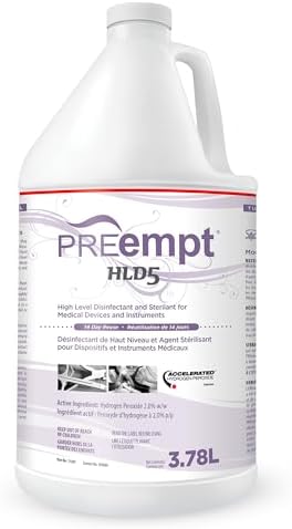 PREempt HLD5 High-Level Disinfectant for Reusable Spa, Salon and Nail Tools and Implements (3.78L) (1 Bottle)