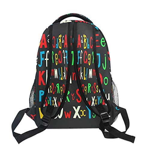 Education Alphabet School Bag Backpack College Bookbag, Rainbow Letter Laptop Backpacks Computer Bag Travel Hiking Camping Daypack for Women Girls Men Boys Students3