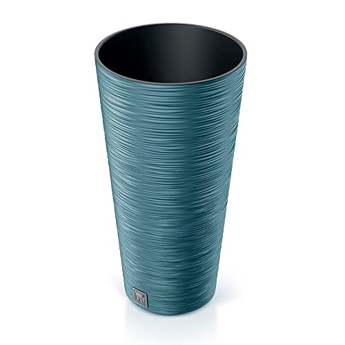 Macetero Color Azul escandinavo, con depósito, colección Furu, de 25 x 25 x 48 cm, Capacidad de 7,5 L, Prosperplast