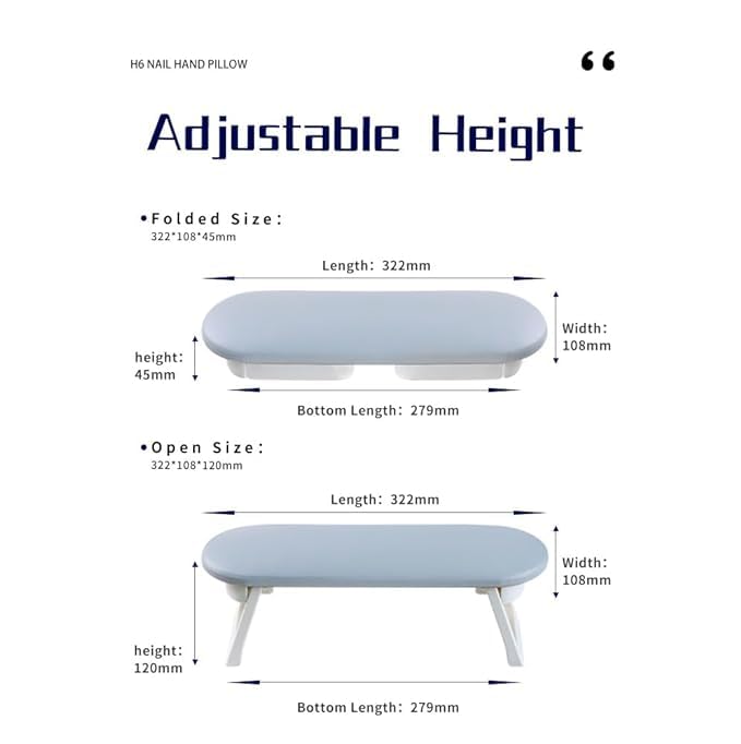 URBANMAC Nail Arm Rest Foldable Manicure Hand Rests Cushion Tool, PU Soft Sponge Hand Rest, Nail Hand Pillow Stand with PVC Table Mat for Acrylic Nails Salon Use