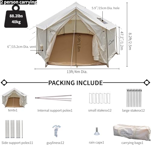 Carpa Yurt Redonda 13ft para 4-6 Personas 4 Temporadas miniatura 5