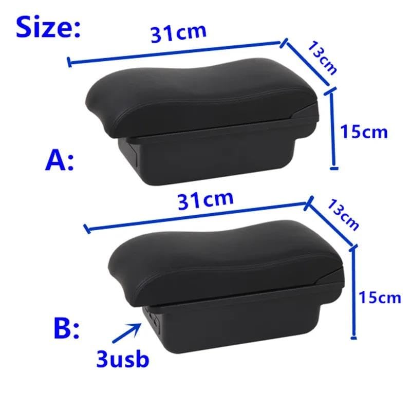 middenarmsteun Voor Seat Voor Ibiza 6j Voor Ibiza 6L Armsteun Box Centraal Opslag Inhoud Opbergdoos Met Bekerhouder USB Auto Armsteun (Color : B2 Black line 3USB