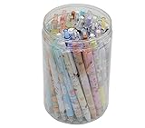 YIKANGHENG 50 Pcs Fine Point Cute Pens With a Pen Holder, 0.5mm 50 Different Random Styles Black Ink Kawaii Gel Pens for Office, Study, Gift and Home Supplies (50)