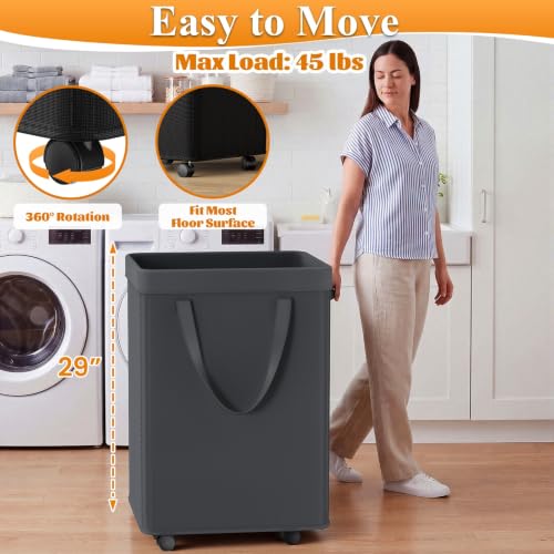 Image of Optish 140L Laundry Hamper with Wheels, Rolling Laundry Basket with Removable Mesh Bag, Extra Large Clothes Hamper on Wheel for Bedroom, Bathroom, Dorm Room Essentials, Grey