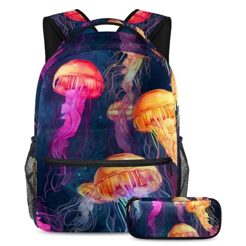 Sac à dos méduse lumineuse Seaworld 14 pouces avec sa trousse assortie
