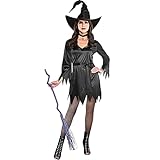 Amscan Black Tattered Polyester Witch Dress - Standard Adult Size - Perfect for Halloween & Themed Parties, 1 Pc.