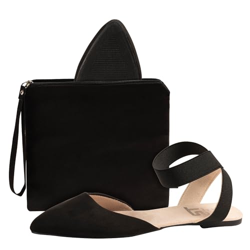 Silky Toes Foldable Flats for Women Dress Ankle Strap Shoes with Purse2