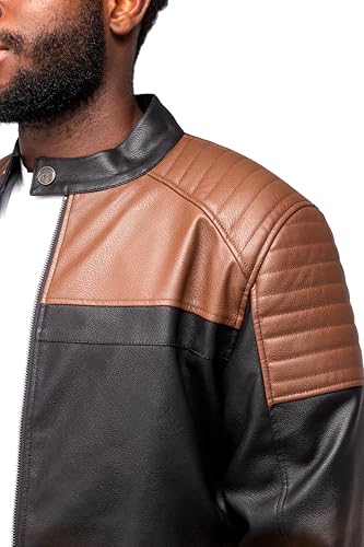 Image of X-Ray Men's Slim Fit Faux-Leather Moto Jacket with Removable Hood