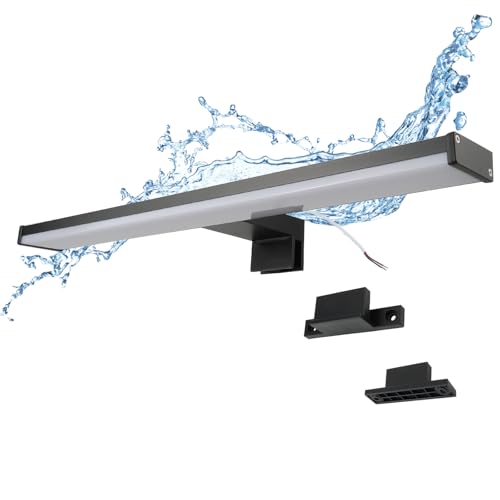 Alpinaluz Aplique LED para Espejo de Baño – Luz Blanca Neutra 4000K – IP44 – Carcasa de Aluminio y Soportes en Policarbonato Negro – Montaje en Espejo, Pared o Mueble (40cm 8W)