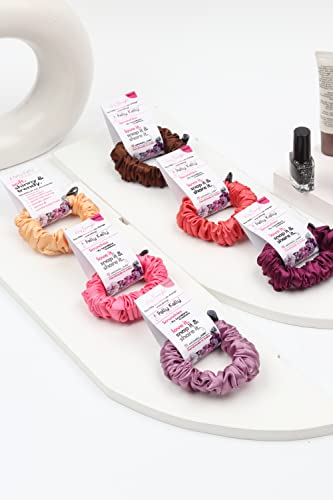 Image of Premium Satin Scrunchies for Women | Hair Bands, Ponytail Holders & Rubber Bands | Skinny, Fluffy, No-Damage Hair Ties | Girls Hair Accessories | Small Size | Pack of 6