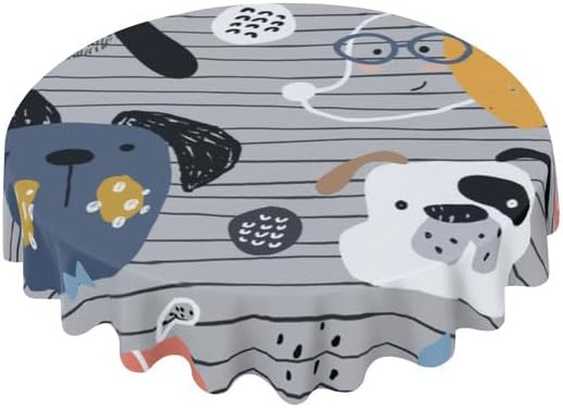 Bonito mantel redondo minimalista con estampado de perro, lavable, resistente a las arrugas, para el hogar, cocina, comedor, picnic, campamento,