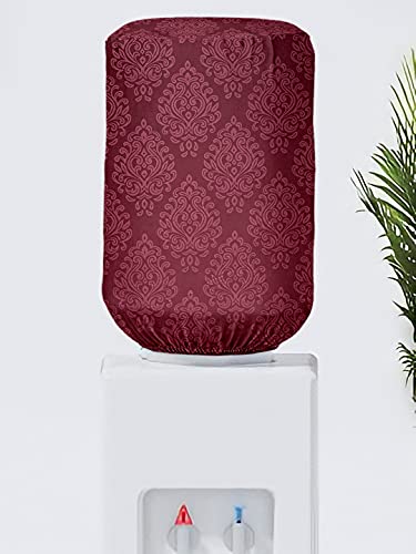 Image of Cortina Self Design Water Can Cover | Dispenser Bottle Protector | Polyester Material | Elastic Closure | Environmental Friendly | Digitally Printed | 45cm x 42cm x 43cm | 20 Liters | Maroon 1
