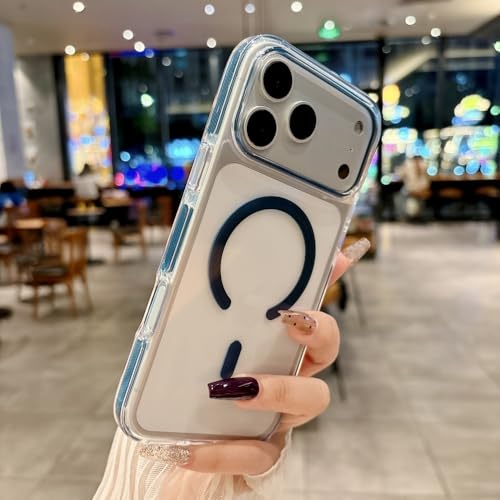 Coque rigide iPhone 15 Pro protection silicone magnétique bleu foncé