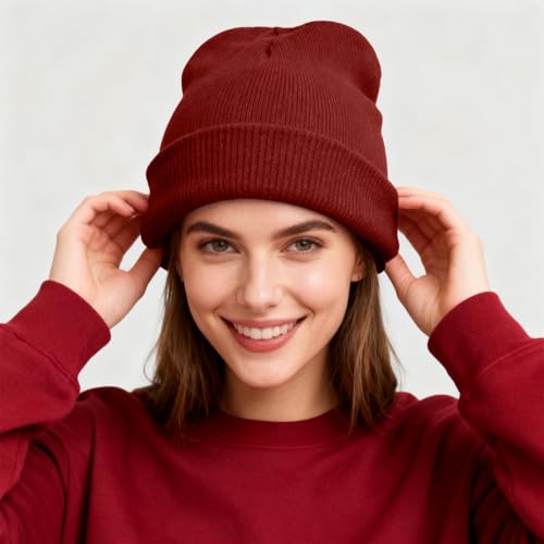 Image of ZOORON Beanie for Men Women Warm Winter Hat Unisex Soft Knit Cuffed Beanie | Skull Cap, Secure fit, Suits Daily Wear, Windproof, Essential Gear for Winter Jogging & Outdoor Sports