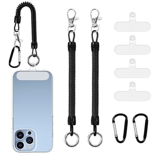 JingRoom 2 Pack Phone Lanyard Tether,Anti Theft and Drop Prevention Strap for Outdoor Hiking Cycling(4 Patches+2 Carabiners)