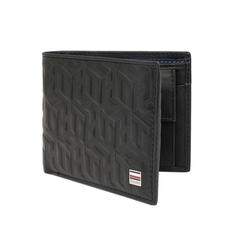 Image of Tommy Hilfiger Men's Wallet Elgon - Black | Embossed Leather | Global Coin Pocket | Stylish Purse for Men