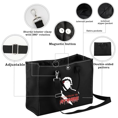 Image of CMNIM Horror Michael Merchandise Gifts I Would Follow You Anywhere Large Tote Bag Horror Movie Shoulder Serial Killer Gifts(I Would Follow You Anywhere Big CB)