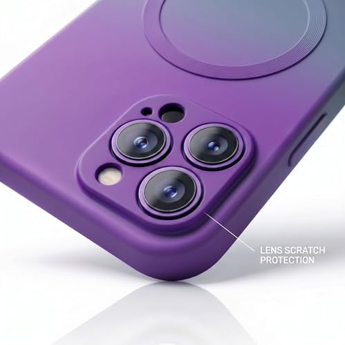 Image of amazon basics Gradient Mag-Safe Case for iPhone 12 Pro Max | Soft Silicone Shockproof Cover with Camera Protection | Slim Lightweight Design | Smooth Touch & Durable - Purple & Gray
