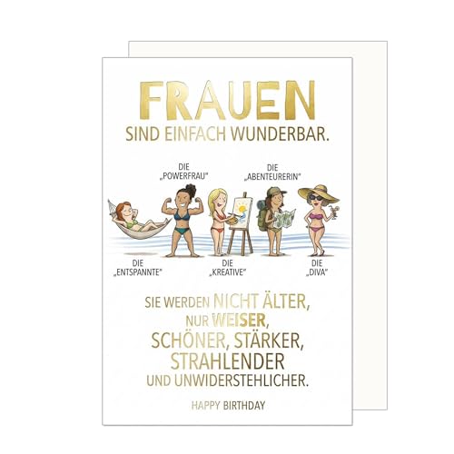 Edition Seidel Premium Glückwunschkarte zum Geburtstag mit Umschlag. Grußkarte Karte Geburtstagskarte Spruch für Frau Frauen Freundin Kollegin Humor (G4062 SW126)