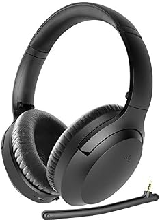 Avantree Aria Bluetooth 5.0 Noise Cancelling Headphones Headset for Music & Calls, Dual Microphone, Boom Mic & Built-in Mic, Comfortable 35H, Over Ear Wireless & Wired for Phone PC Computer Laptop