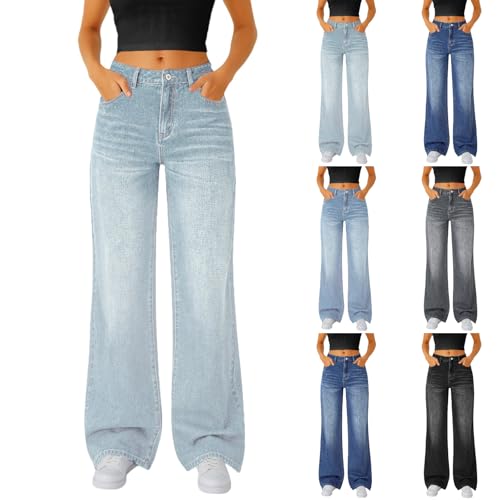 Baggy Jeans for Woman Trendy Casual High Waisted Wide Leg Jeans Stretchy Loose Fit Straight Leg Denim Pants