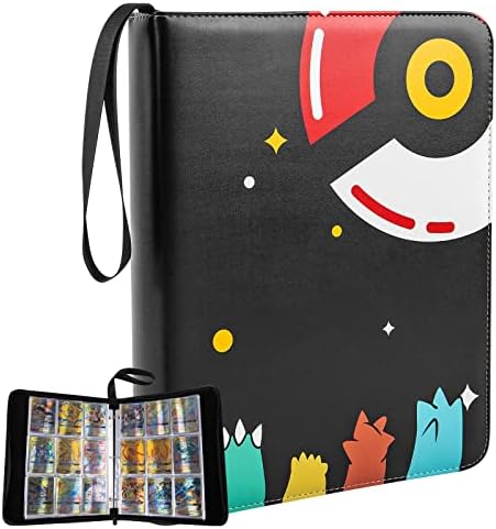Upgrade Trading Card Binder Card Holder - Capacity 900 Cards,Trading Card Binder with an Elastic Strap, PU Waterproof Card Album Binder for Christmas/ Thanksgiving/ Halloween/ Birthday Gift(Black)