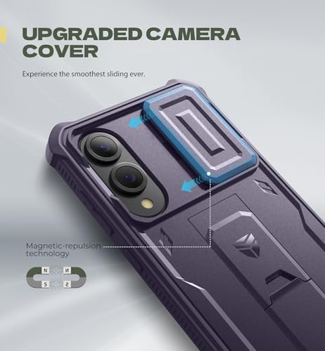 Image of Dexnor for Samsung Galaxy S25 Edge Case with Upgraded Slide Camera Cover & 2 Front Frames & Built-in Screen Protector & Kickstand,Heavy-Duty Rugged Case Full-Body Protective Cover,Phantom Purple