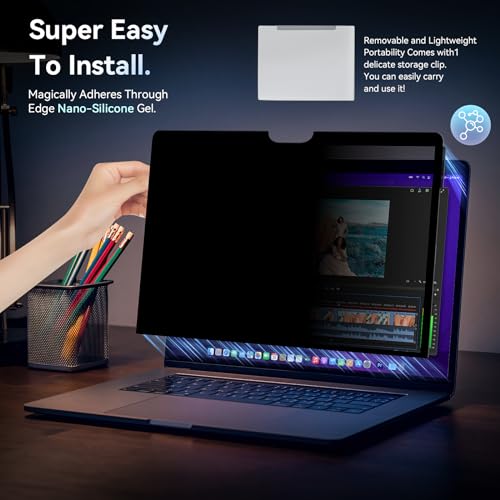 Filtro de privacidad para MacBook Pro con un acabado elegante y acople extraíble de precisión 3