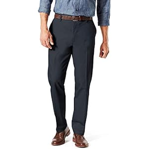 Dockers Men's Straight Fit Signature Lux Cotton Stretch Khaki Pant-Creased Charcoal Heather 36W x 30L