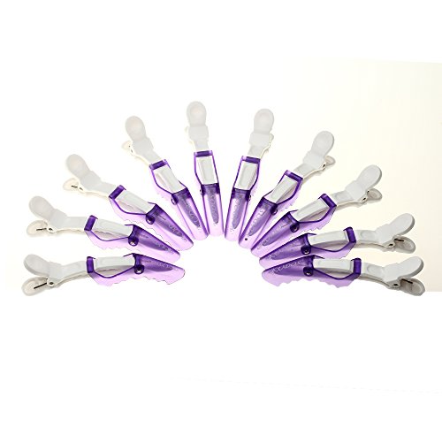 10 Pcs Hairdressing Salon Hair Section Clips Clamps Grip Transparent Purple